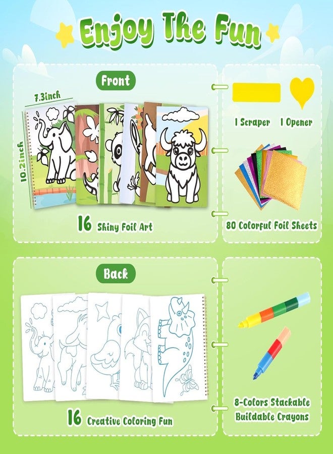 3 otters Foil Art Set, Animal Scratch Art for Kids Coloring Books Party Supplies for Girls Boys Goodie Bag Stuffers Birthday Gift DIY - Image 3